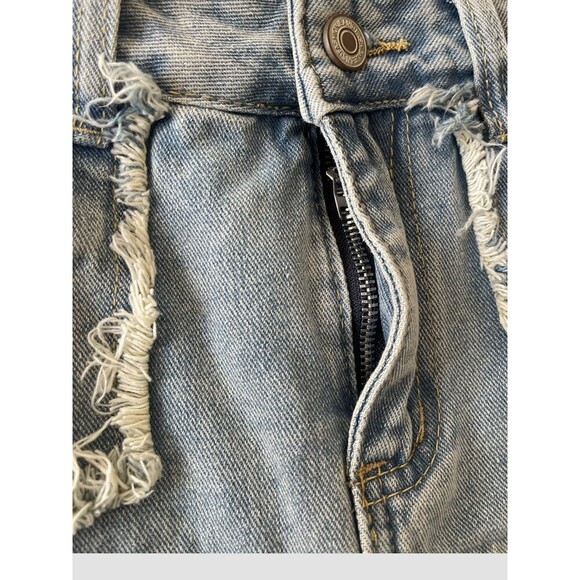 Women’s Denim Pleated Skirt Y2K Fringed Pockets Stretch Sz Medium Cotton Viscose - Picture 4 of 7